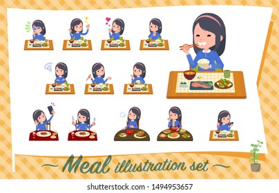 A set of girl about meals.Japanese and Chinese cuisine, Western style dishes and so on.It's vector art so it's easy to edit.
