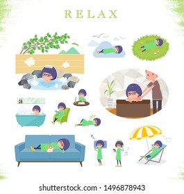 A set of girl about relaxing.There are actions such as vacation and stress relief.It's vector art so it's easy to edit.
