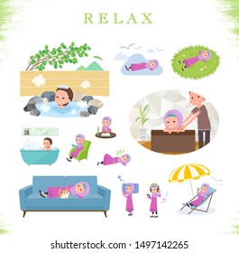 A set of girl about relaxing.There are actions such as vacation and stress relief.It's vector art so it's easy to edit.
