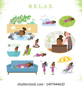 A set of girl about relaxing.There are actions such as vacation and stress relief.It's vector art so it's easy to edit.
