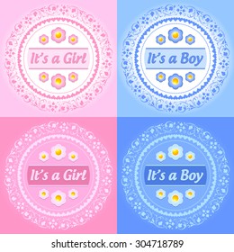 Set of It's a girl and boy ornaments