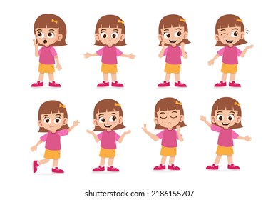 Set of girl character cartoon vector illustration