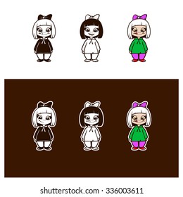 Set of girl characters. fully editable vector illustration