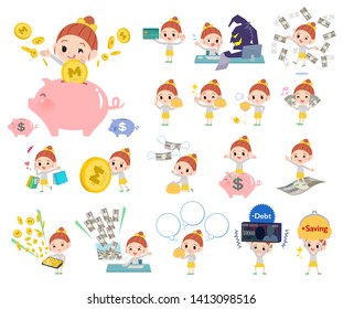 A set of girl with concerning money and economy.There are also actions on success and failure.It's vector art so it's easy to edit.

