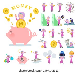 A set of girl with concerning money and economy.There are also actions on success and failure.It's vector art so it's easy to edit.
