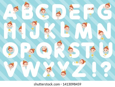 A set of girl designed with alphabet.Characters with fun expressions pose various poses.It's vector art so it's easy to edit.

