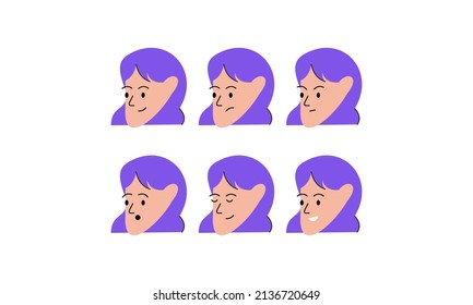 Set of Girl with Different Facial Expressions