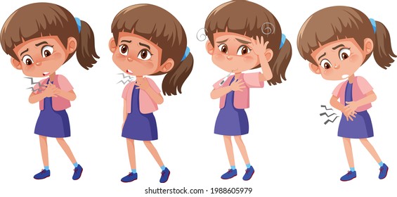 Set of a girl with different positions illustration