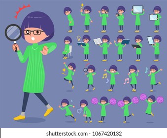 A set of girl with digital equipment such as smartphones.
There are actions that express emotions.
It's vector art so it's easy to edit.