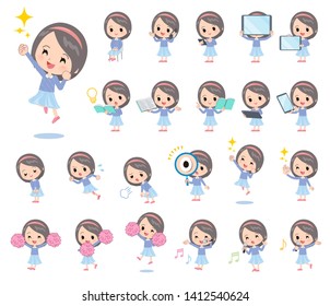 A set of girl with digital equipment such as smartphones.There are actions that express emotions.It's vector art so it's easy to edit.
