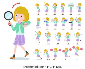 A set of girl with digital equipment such as smartphones.There are actions that express emotions.It's vector art so it's easy to edit.

