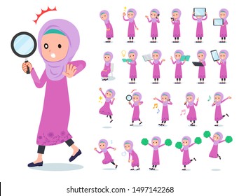 A set of girl with digital equipment such as smartphones.There are actions that express emotions.It's vector art so it's easy to edit.
