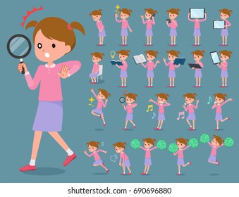 A set of girl with digital equipment such as smartphones.
There are actions that express emotions.
It's vector art so it's easy to edit.