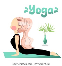 Set of girl do yoga illustration vector