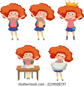 Set Mädchen mit verschiedenen Aktivitäten Illustration
