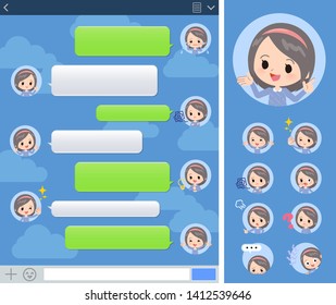 A set of girl with expresses various emotions on the SNS window.There are variations of emotions such as joy and sadness.It's vector art so it's easy to edit.

