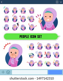 A set of girl with expresses various emotions on the SNS screen.There are variations of emotions such as joy and sadness.It's vector art so it's easy to edit.
