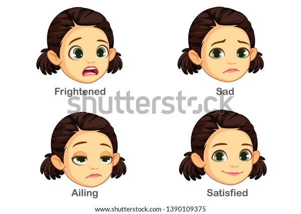 Set Girl Facial Expressions Part 2 Stock Vector (Royalty Free) 1390109375