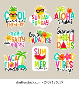 Set of girl fashion patches, colorful cute cartoon badges, fun stickers design for summer holidays concept.