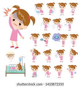 A set of girl with injury and illness.There are actions that express dependence and death.It's vector art so it's easy to edit.
