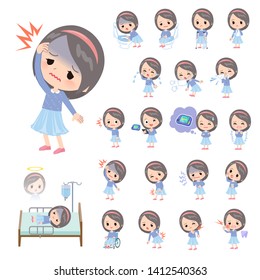 A set of girl with injury and illness.There are actions that express dependence and death.It's vector art so it's easy to edit.
