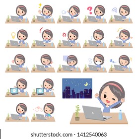 A set of girl on desk work.There are various actions such as feelings and fatigue.It's vector art so it's easy to edit.
