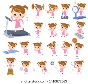 A set of girl on exercise and sports.There are various actions to move the body healthy.It's vector art so it's easy to edit.
