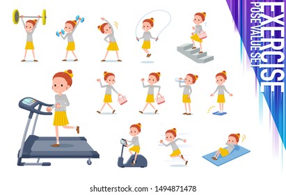 A set of girl on exercise and sports.There are various actions to move the body healthy.It's vector art so it's easy to edit.
