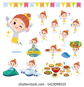 A set of girl on food events.There are actions that have a fork and a spoon and are having fun.It's vector art so it's easy to edit.
