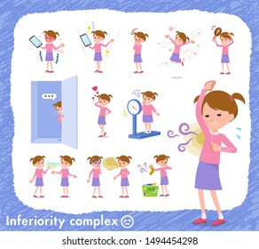 A set of girl on inferiority complex.There are actions suffering from smell and appearance.It's vector art so it's easy to edit.
