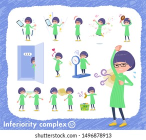 A set of girl on inferiority complex.There are actions suffering from smell and appearance.It's vector art so it's easy to edit.
