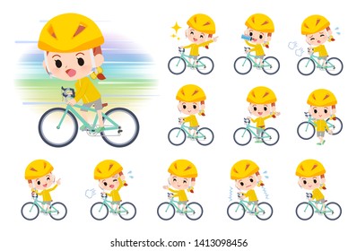 A set of girl on a road bike.There is an action that is enjoying.It's vector art so it's easy to edit.
