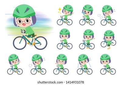 A set of girl on a road bike.There is an action that is enjoying.It's vector art so it's easy to edit.

