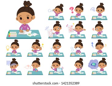 A set of girl on study.There are various emotions and actions.It's vector art so it's easy to edit.
