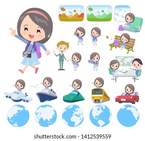 A set of girl on travel.There are also vehicles such as boats and airplanes.It's vector art so it's easy to edit.
