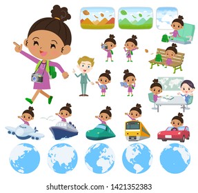 A set of girl on travel.There are also vehicles such as boats and airplanes.It's vector art so it's easy to edit.
