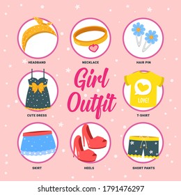 set of girl outfit vector design collection, can be use to make poster