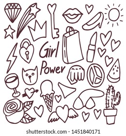 Set of girl power sketch