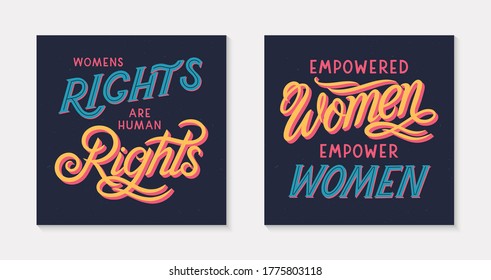 Set of girl power
vector illustrations,print for t shirts,posters,cards and banners.Stylish lettering compositions.Feminism quote and woman motivational slogans.Women's movement concepts