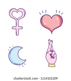 Set of girl powers icons