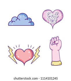 Set of girl powers icons