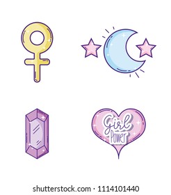 Set of girl powers icons