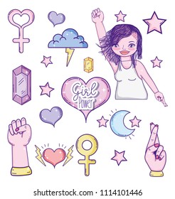 Set of girl powers icons