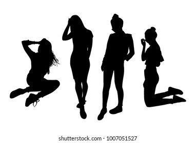 Conjunto de siluetas de niña