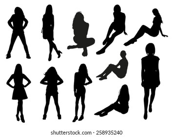 Set of girl silhouettes