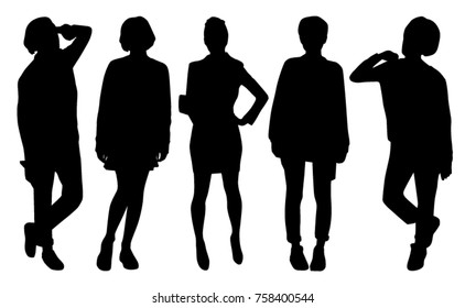 Set of girl silhouettes