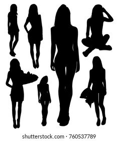 Set Girl Silhouettes Stock Vector (Royalty Free) 760537789 | Shutterstock