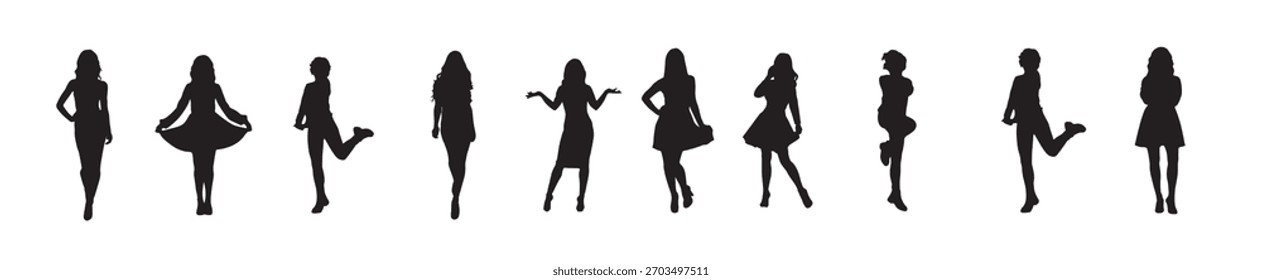 set of girl vector silhouettes