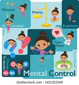 A set of girl who control emotions.A variety of image illustrations expressing self emotion.It's vector art so it's easy to edit.
