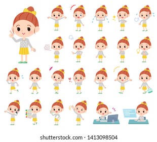 A set of girl with who express various emotions.There are actions related to workplaces and personal computers.It's vector art so it's easy to edit.
